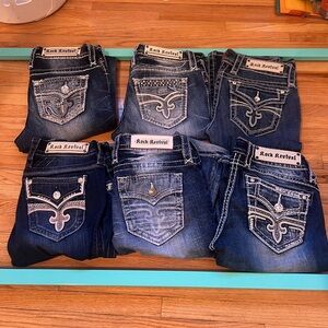 6 pair of Rock Revival Jeans size 26 bootcut